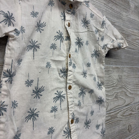 SS Button Up Shirt Palm Trees 4t