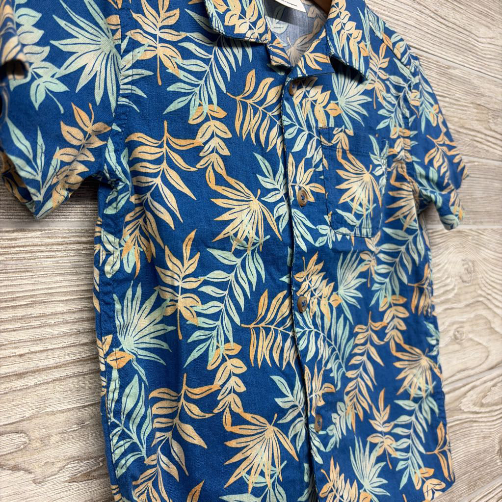 SS Button Up Shirt Flowers 3t