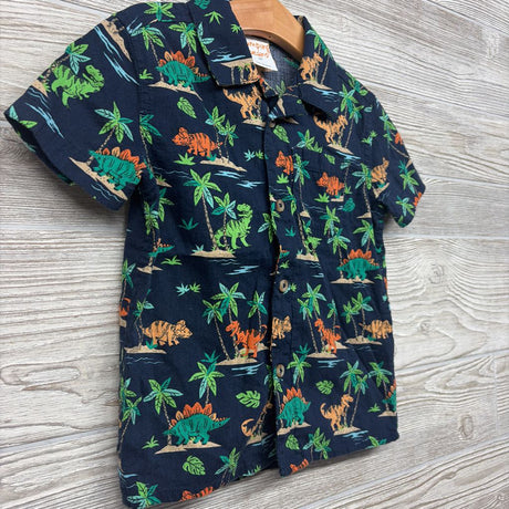 SS Button Up Shirt Dinosaurs & Palm Trees 3t