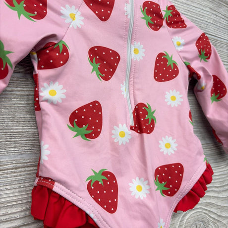 1/4 Zip LS Swimsuit Strawberries 6-9M