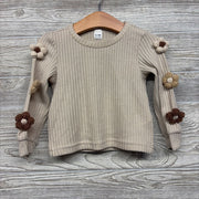 Ribbed Ls Shirt Crochet Flowers 12-18M