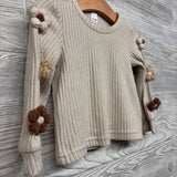 Ribbed Ls Shirt Crochet Flowers 12-18M