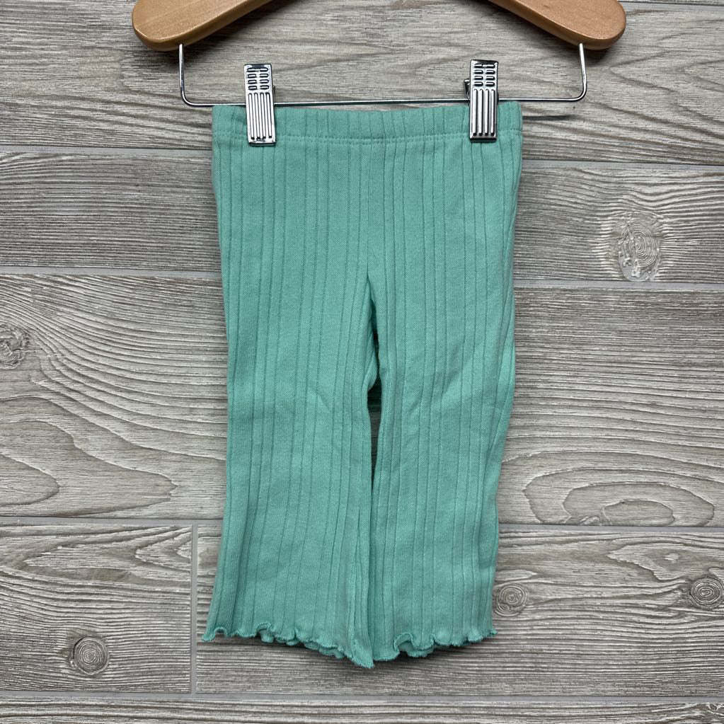 Ribbed Flare Pants Lettuce Trim 6-9M