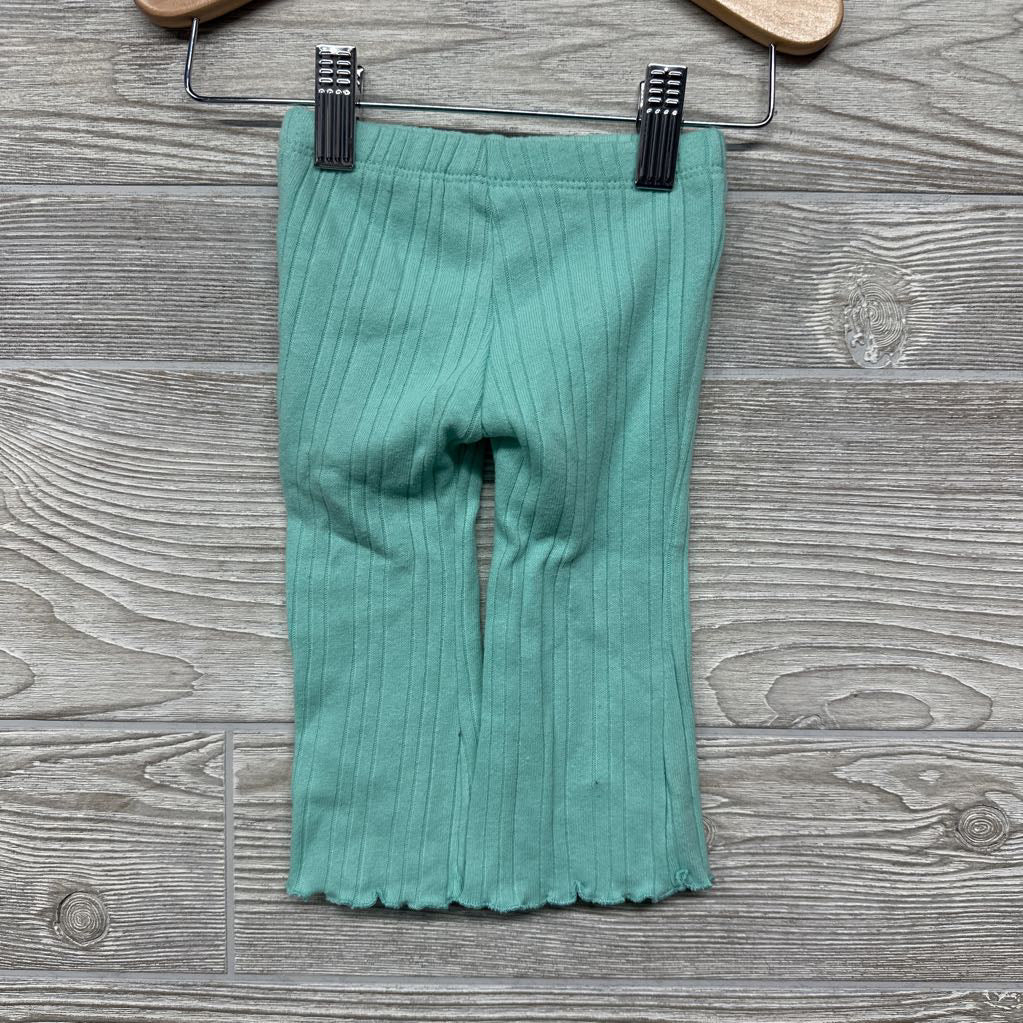Ribbed Flare Pants Lettuce Trim 6-9M