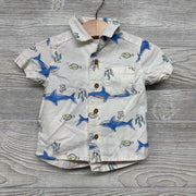 Button Up Shirt Sharks Fish 6M