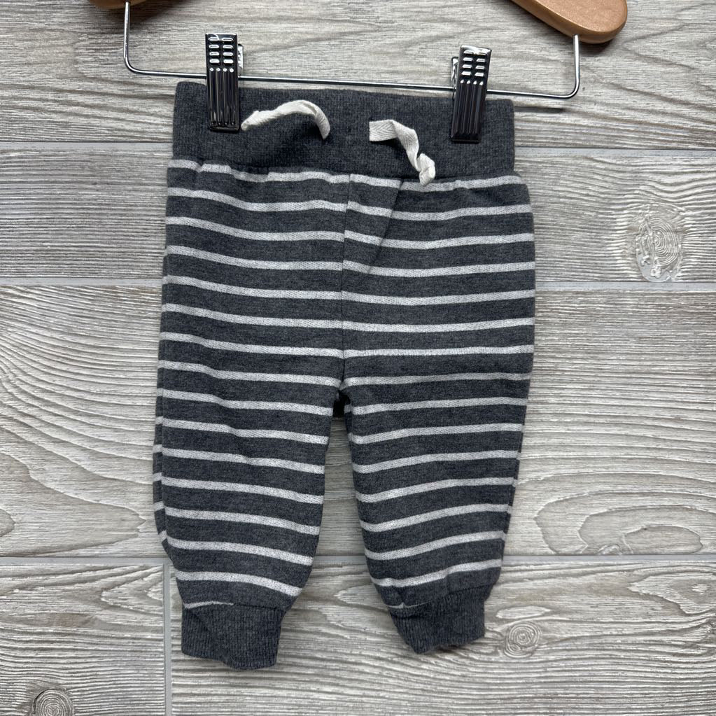 LS Ribbed Henley Bodysuit & French Terry Pants Stripes 0-3M