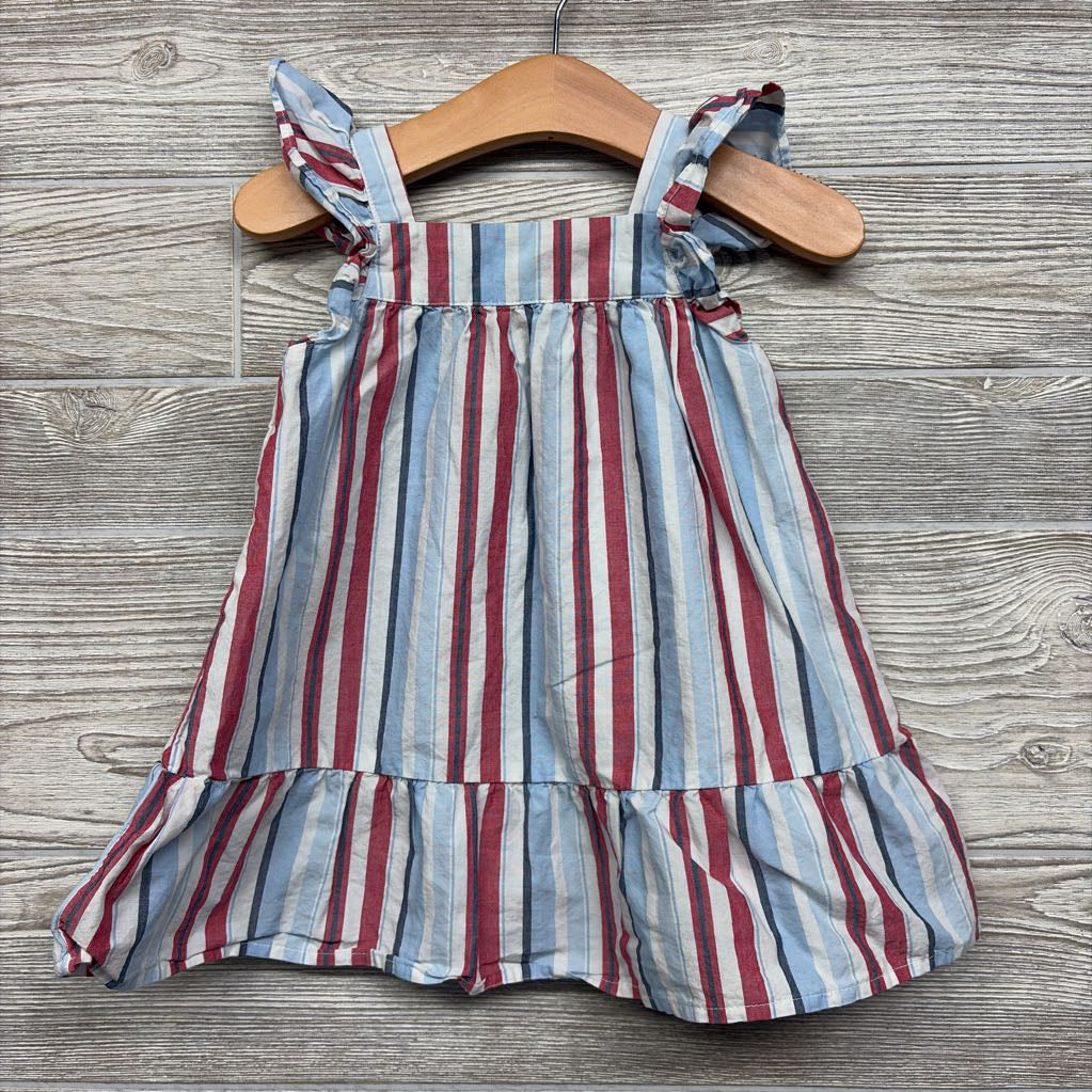 Flutter Sleeve Dress Stripes 12-18M