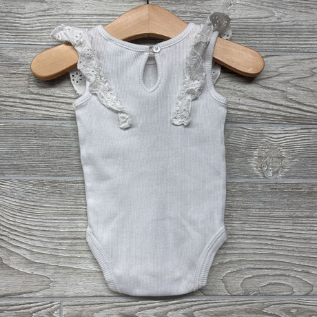 Ribbed Flutter Sleeve Romper 6M