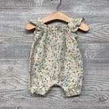Quilted Flutter Sleeve Romper Flowers NB