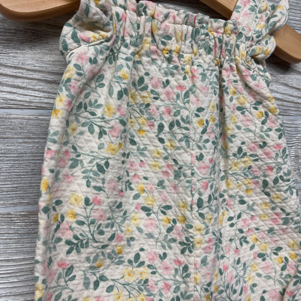 Quilted Flutter Sleeve Romper Flowers NB