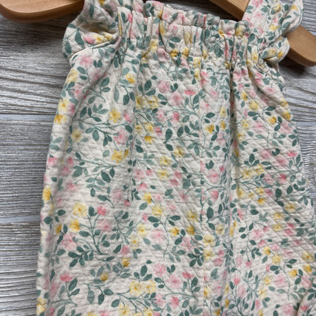 Quilted Flutter Sleeve Romper Flowers NB
