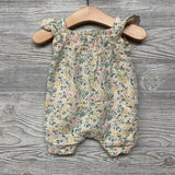 Quilted Flutter Sleeve Romper Flowers NB