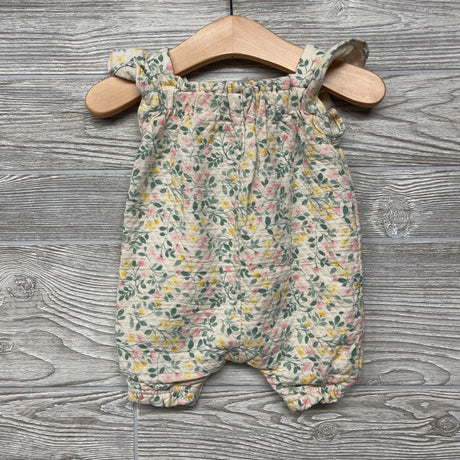Quilted Flutter Sleeve Romper Flowers NB