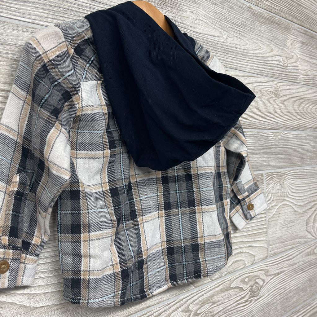 Plaid Button Up Shirt W/ Hood 12M