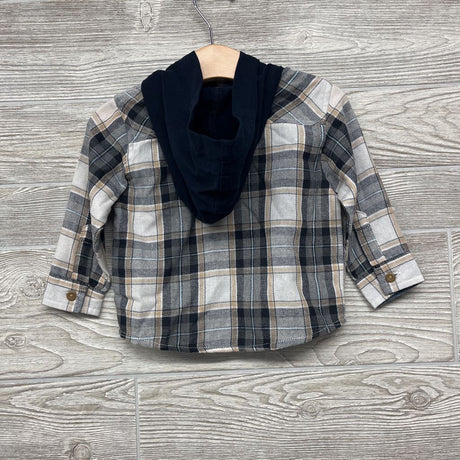 Plaid Button Up Shirt W/ Hood 12M