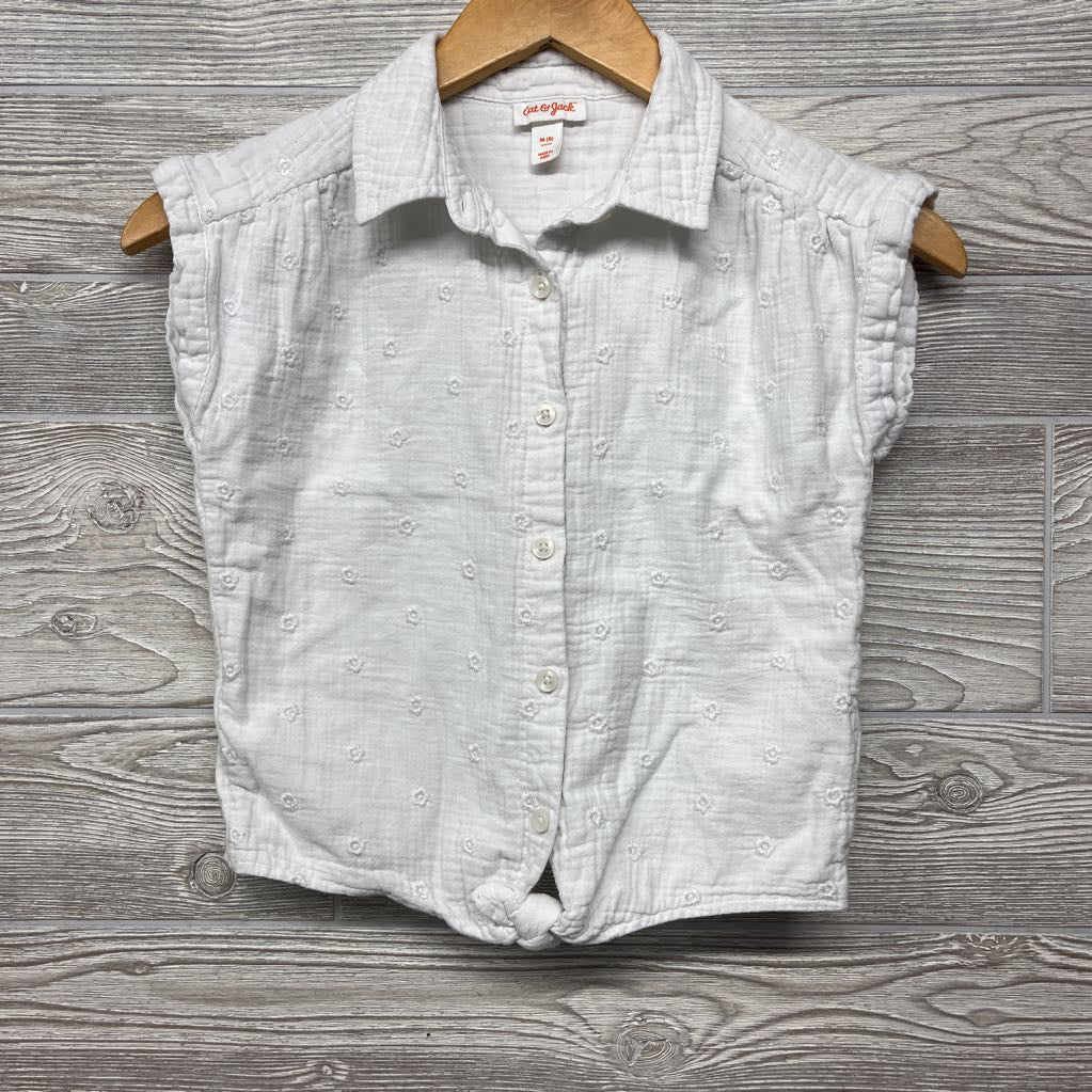 Muslin SS Button Up Shirt Eyelet Flowers 8