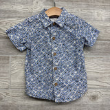 Linen Button Up SS Shirt Flowers 4t
