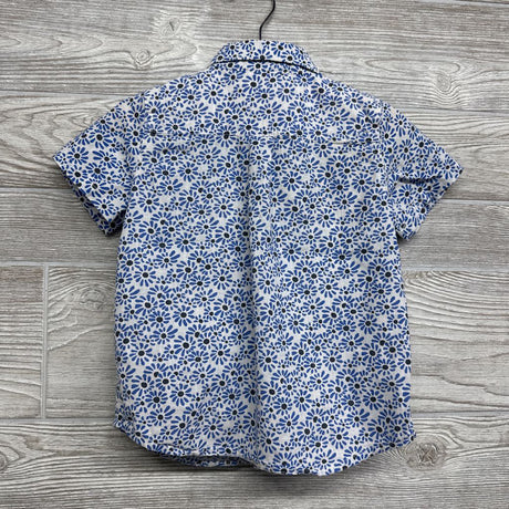 Linen Button Up SS Shirt Flowers 4t