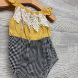 Bubble Romper Gingham Lace 9M