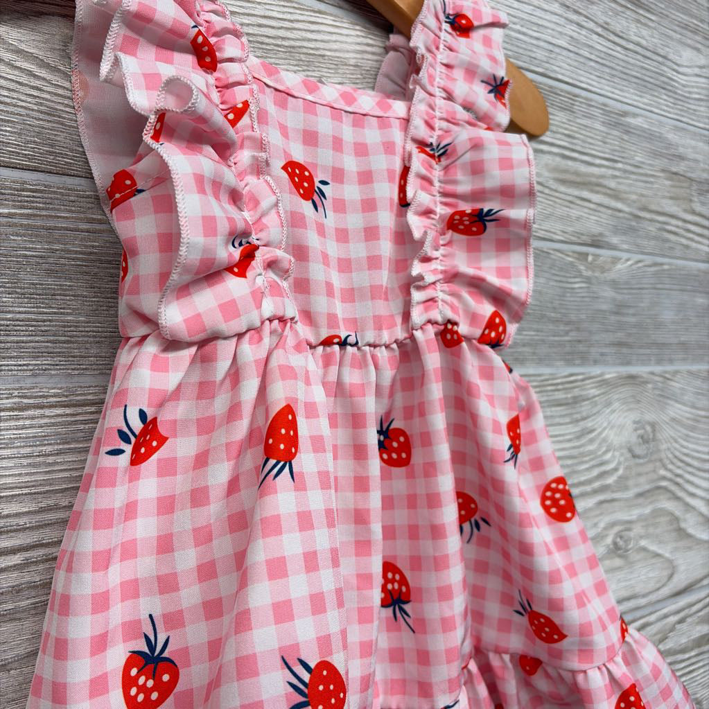 Tank Ruffle Dress Gingham Strawberries 6-9M