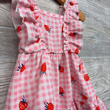 Tank Ruffle Dress Gingham Strawberries 6-9M