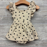 Flutter Strap Bib Romper Hearts 6-9M