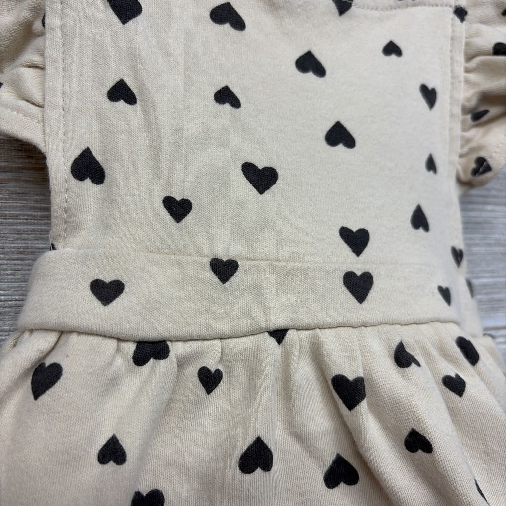 Flutter Strap Bib Romper Hearts 6-9M