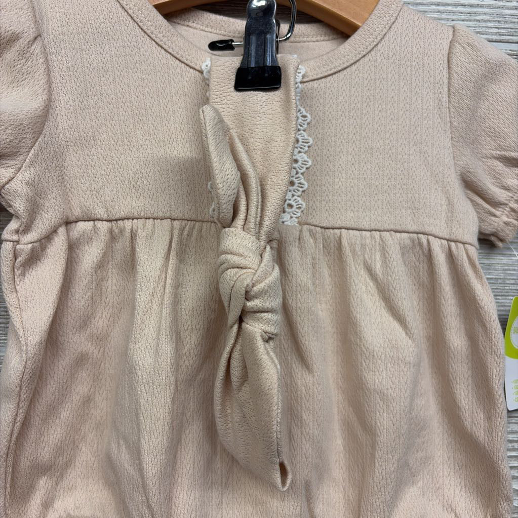 NEW Pointelle Bubble Romper Eyelet Ruffles W/ Headwrap 12M