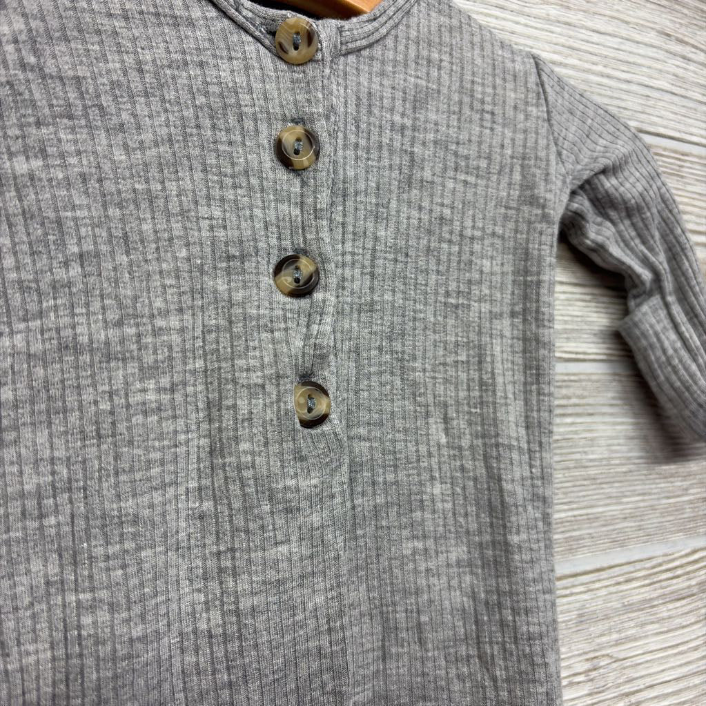 LS Ribbed Henley PJ Gown NB