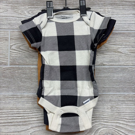 Nw/oT 3 Pk Bodysuits Go Wild Deer Buffalo Plaid NB