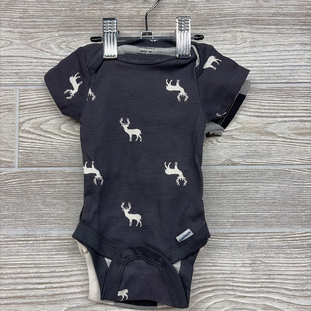 Nw/oT 3 Pk Bodysuits Go Wild Deer Buffalo Plaid NB