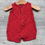 Tank Gauze Henley Shorty Romper Anchors NB