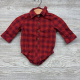 LS Plaid Button Up Bodysuit 0-3M