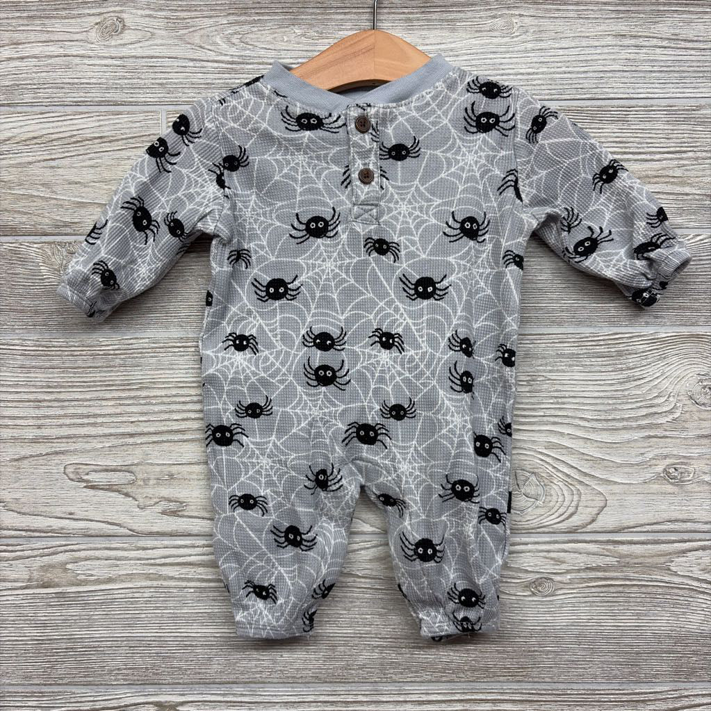 LS Waffle Knit Henley Outfit Spiders Webs 0-3M