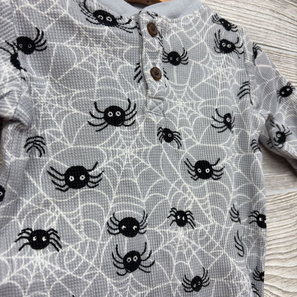 LS Waffle Knit Henley Outfit Spiders Webs 0-3M