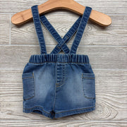Knit Denim Suspender Shorts 0-3M