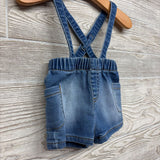 Knit Denim Suspender Shorts 0-3M