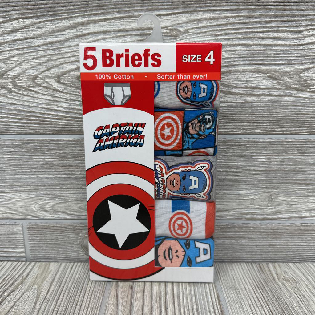 NEW 5 Pk Briefs Underwear Captain America 4