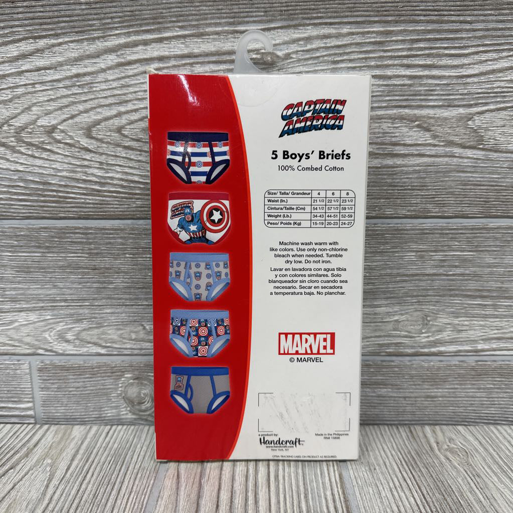 NEW 5 Pk Briefs Underwear Captain America 4