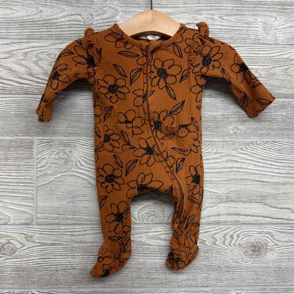 Ribbed Outfit Flowers W/ Ruffles 0-3M