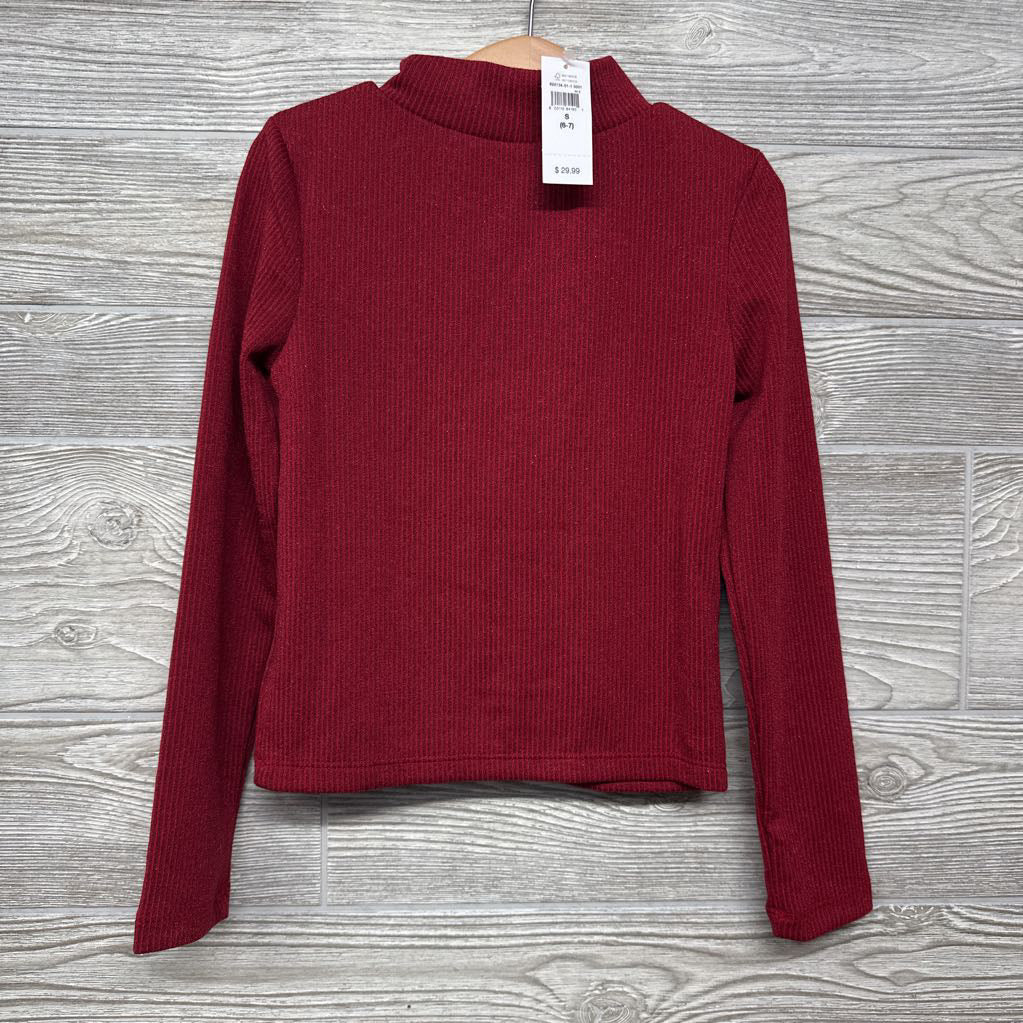 NEW Glitter Ribbed Mock Neck Shirt 6-7