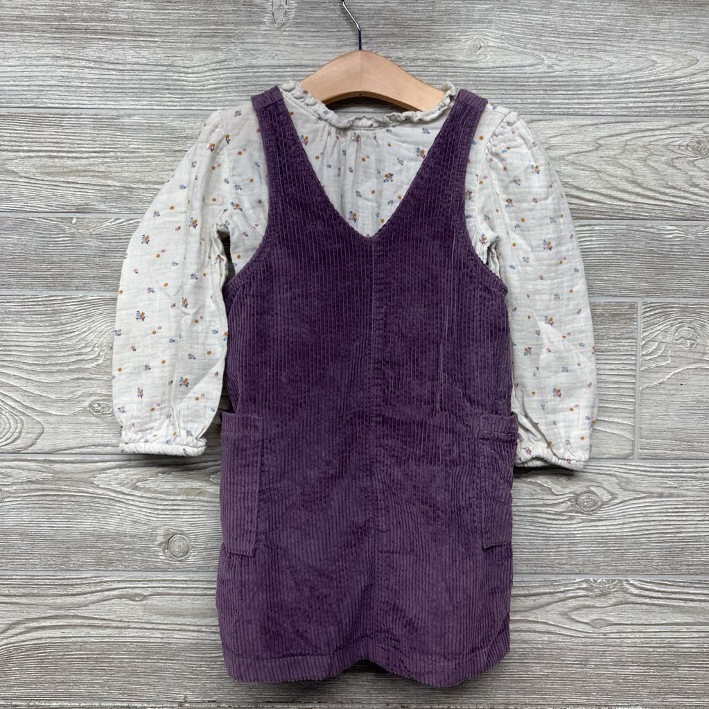 Muslin Shirt Flowers & Corduroy Jumper 4t