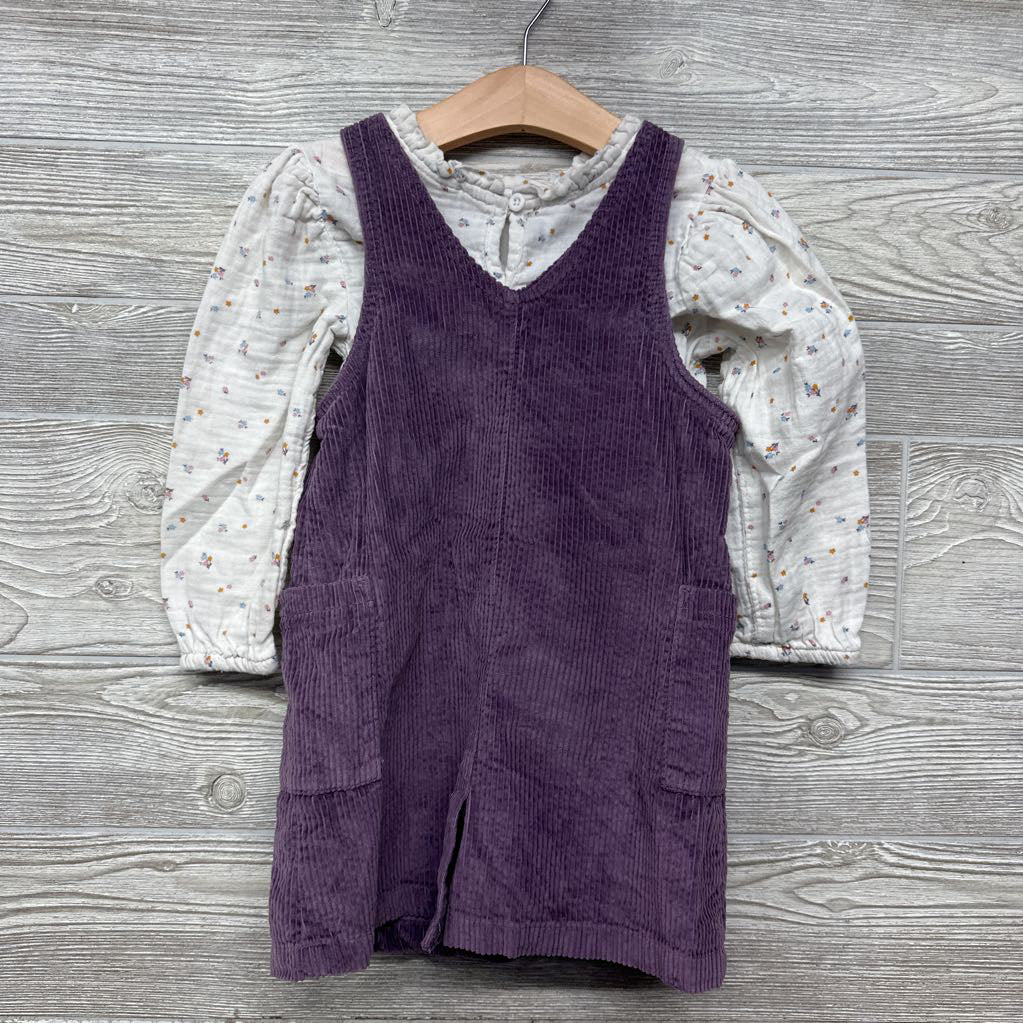 Muslin Shirt Flowers & Corduroy Jumper 4t