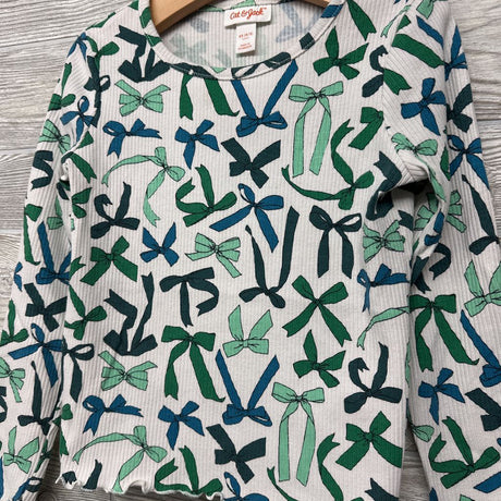 Lettuce Trim Ribbed LS Shirt Bows 4-5