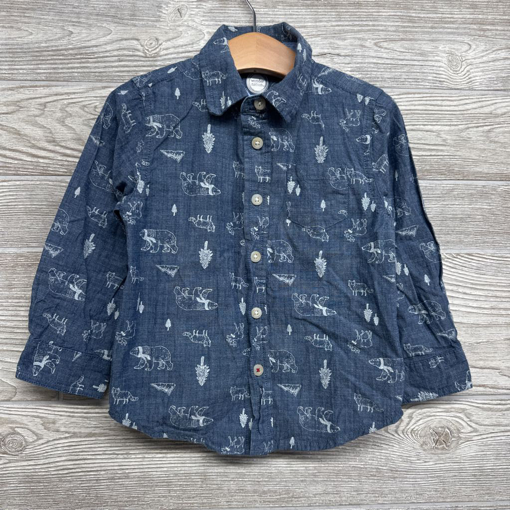 Chambray Button Up Shirt Bears 3t