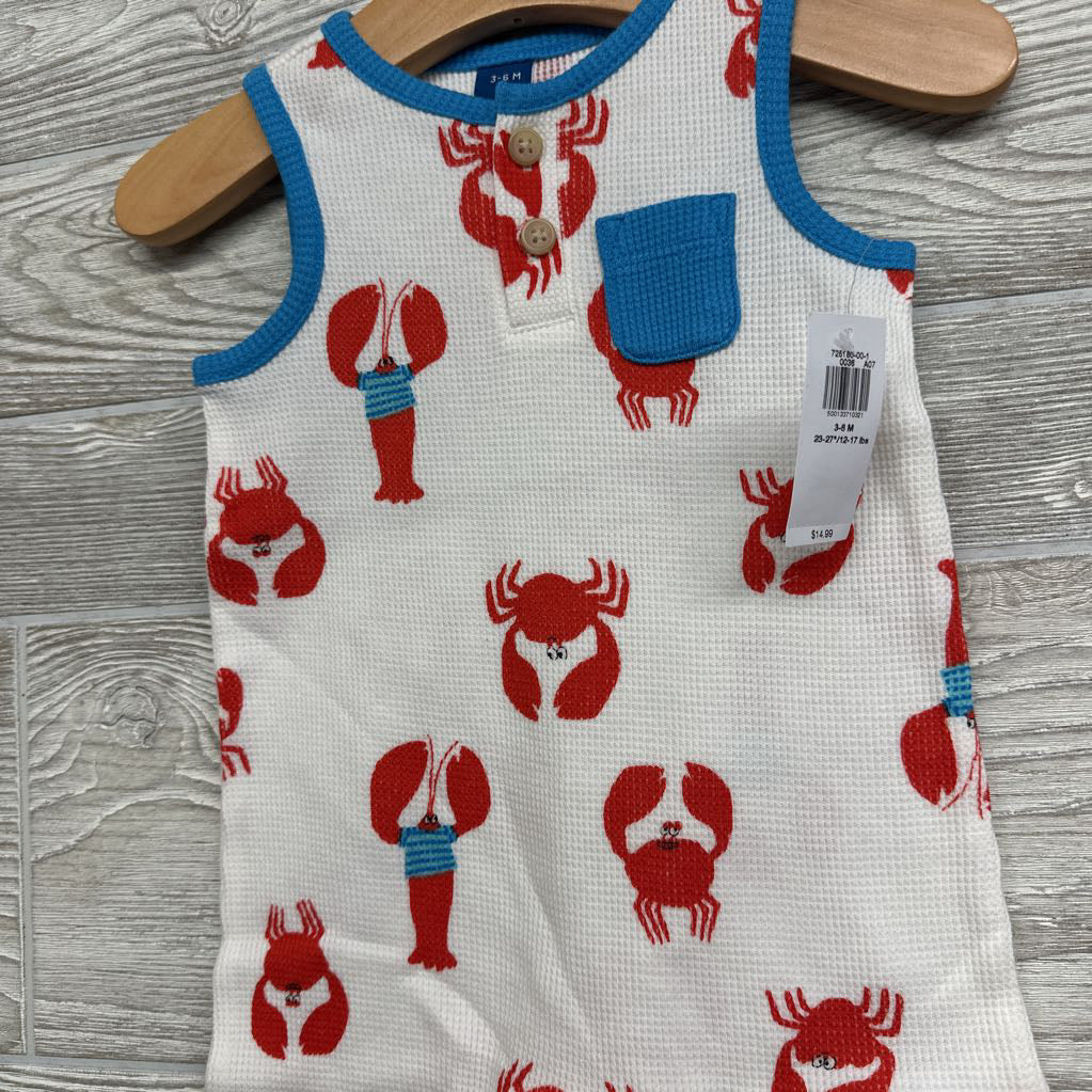 NEW Waffle Knit Henley Outfit Lobsters 3-6M