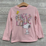 LS Shirt Peace & Love Snoopy 5t