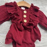 Textured LS Bodysuit Ruffles 0-3M