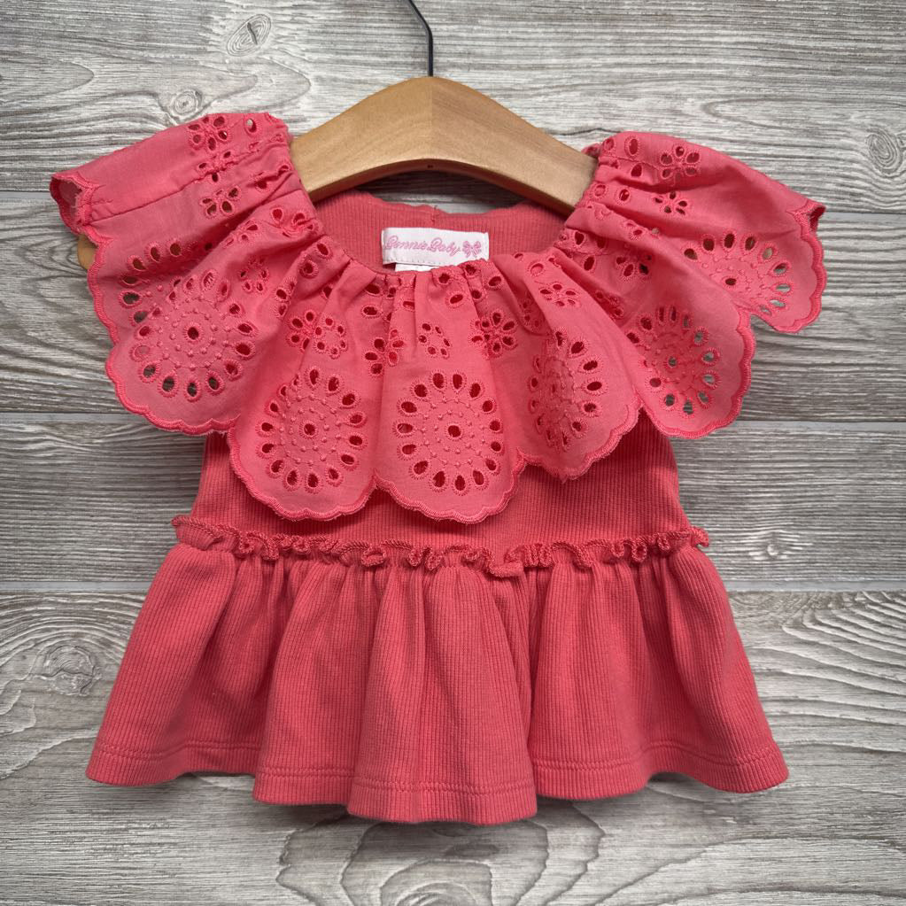 Pointelle Ruffle Ribbed Shirt 0-3M