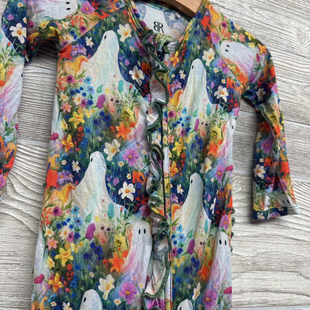 Bamboo Ruffle Sleeper Flowers, Ghost 12-18M